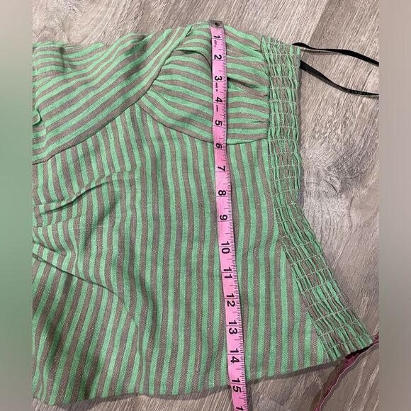 NANETTE LEPORE Green Striped TRELLIS Bustier Corset Top w/ Back Zip Size 6 - Picture 8 of 8
